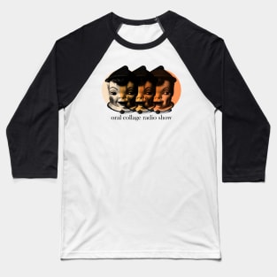 Orange Elf Heads II - Black Text | Oral Collage Radio Show Baseball T-Shirt